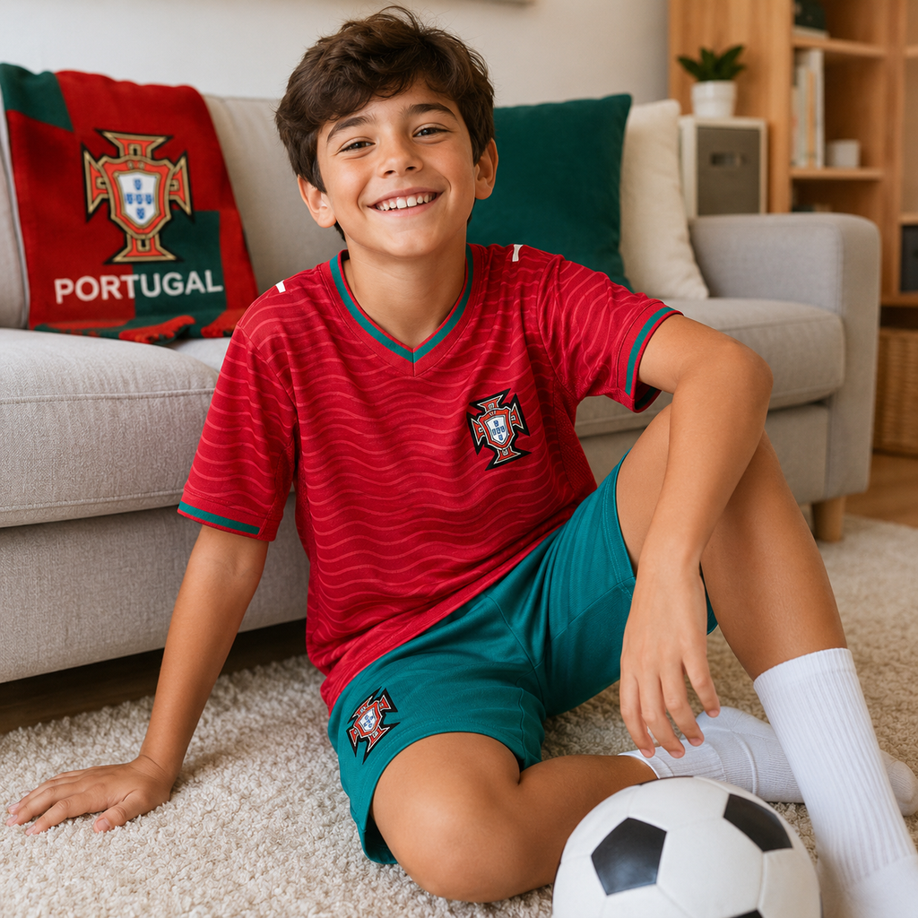 Kids Football Jersey Kit Home and Away Set Portugal 2026 World Cup
