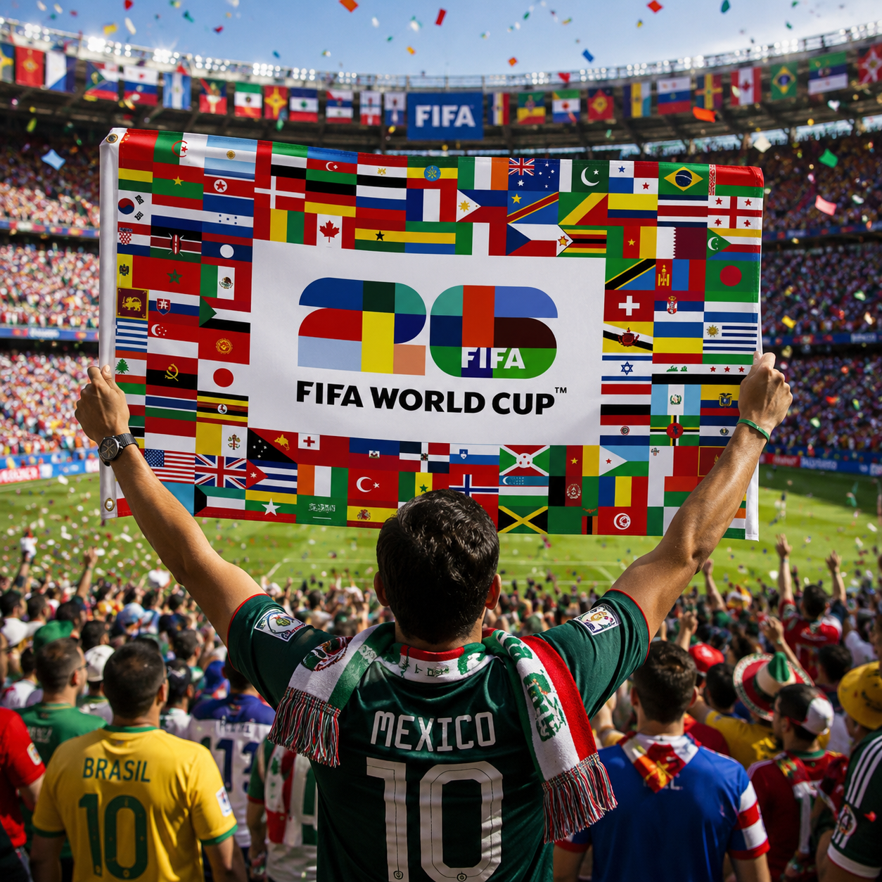 World Cup 2026 All National Flags Fan Flag Rectangle Supporter Flag