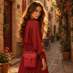 Leather Crossbody Bag Square Compact Anti Theft Bag