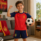 Kids Football Jersey Kit Spain 2026 World Cup Home Fan Set