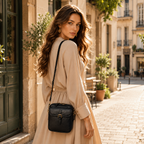 Leather Crossbody Bag Square Compact Anti Theft Bag