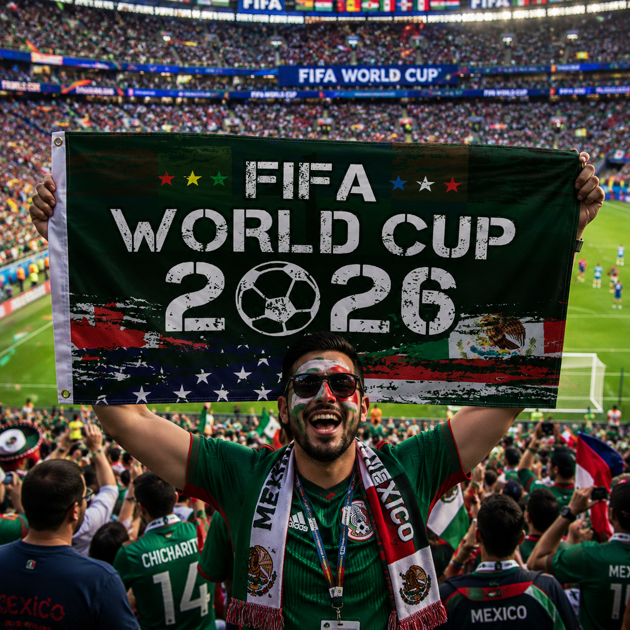 FIFA World Cup 2026 Commemorative Rectangular Supporter Fan Flag