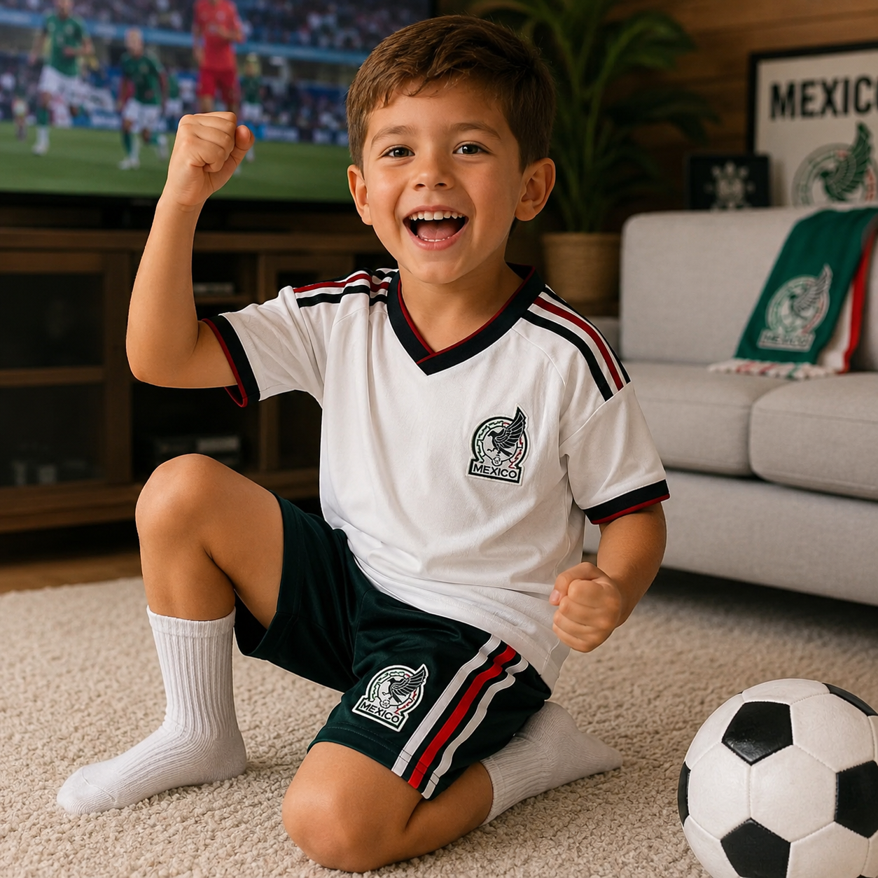 Kids Football Jersey Kit Home and Away Set Mexico 2026 World Cup