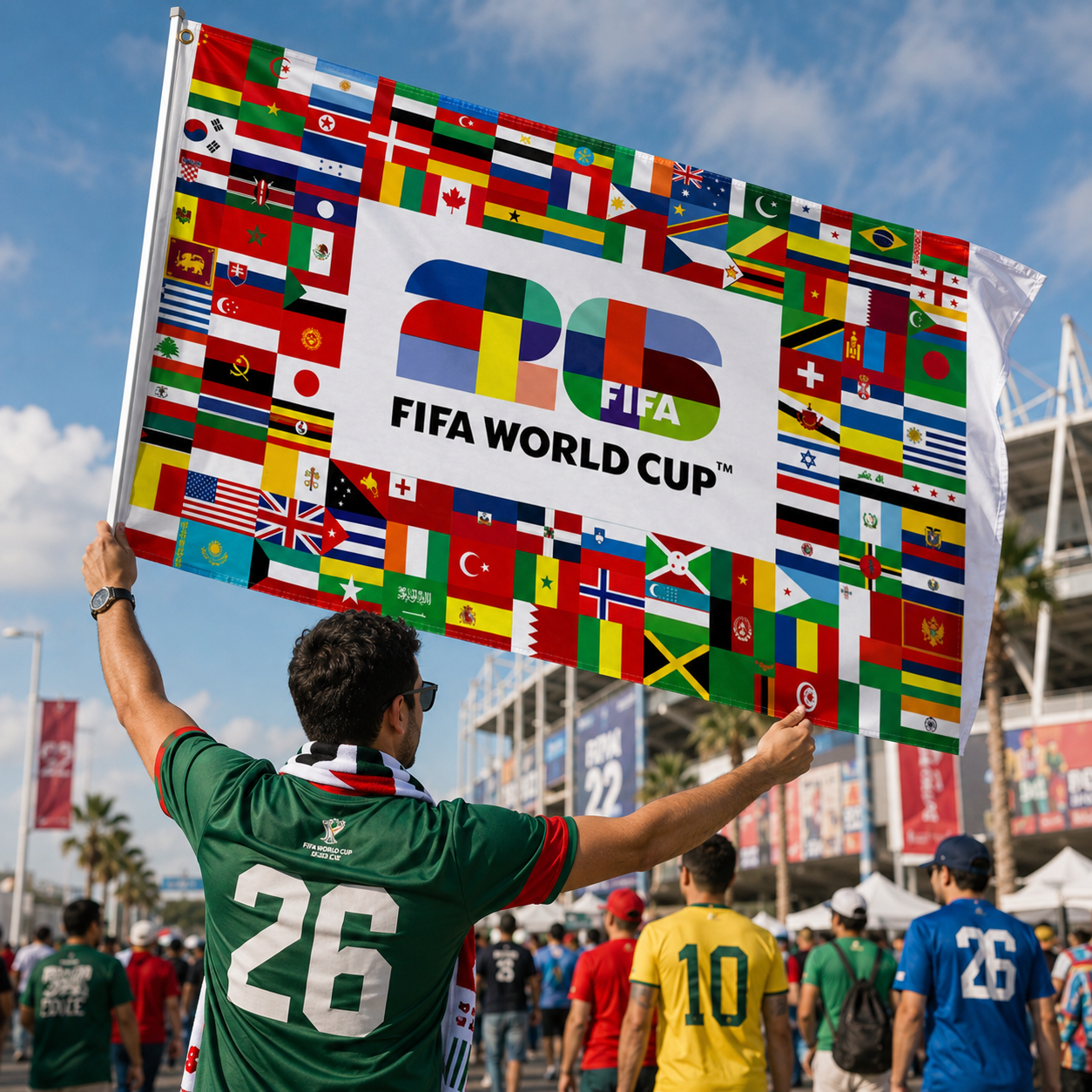 World Cup 2026 All National Flags Fan Flag Rectangle Supporter Flag