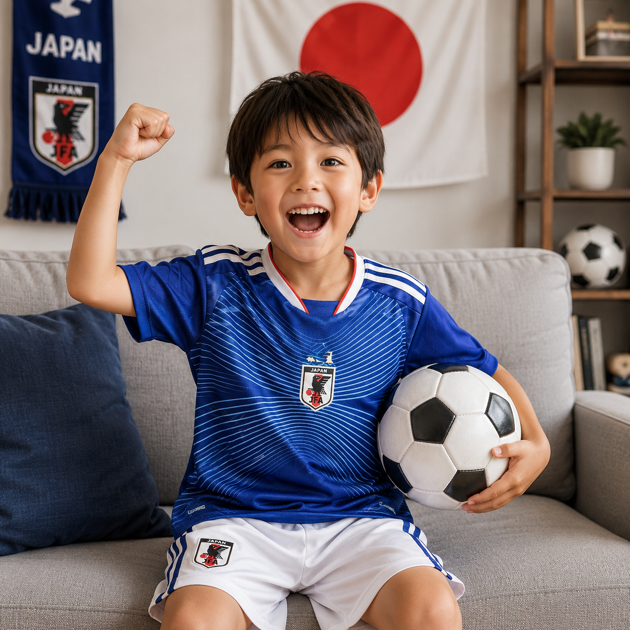 Kids Football Jersey Kit Japan 2026 World Cup Home Fan Set
