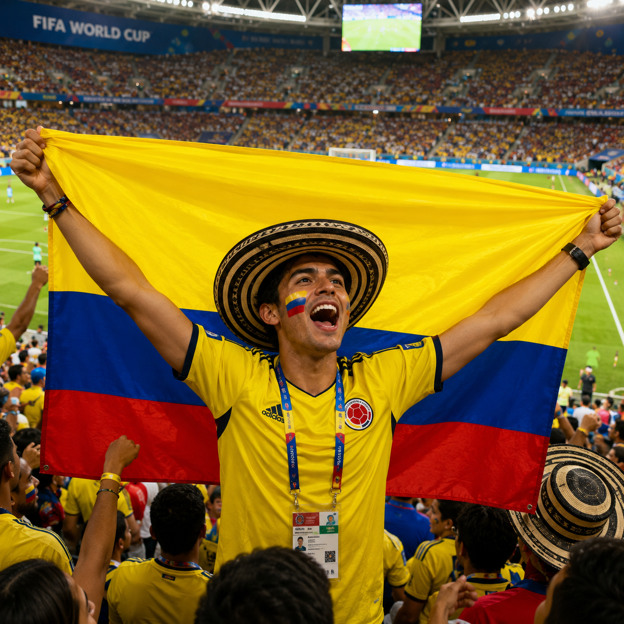 Colombia 2026 World Cup National Flag Rectangular Supporter Fan Flag
