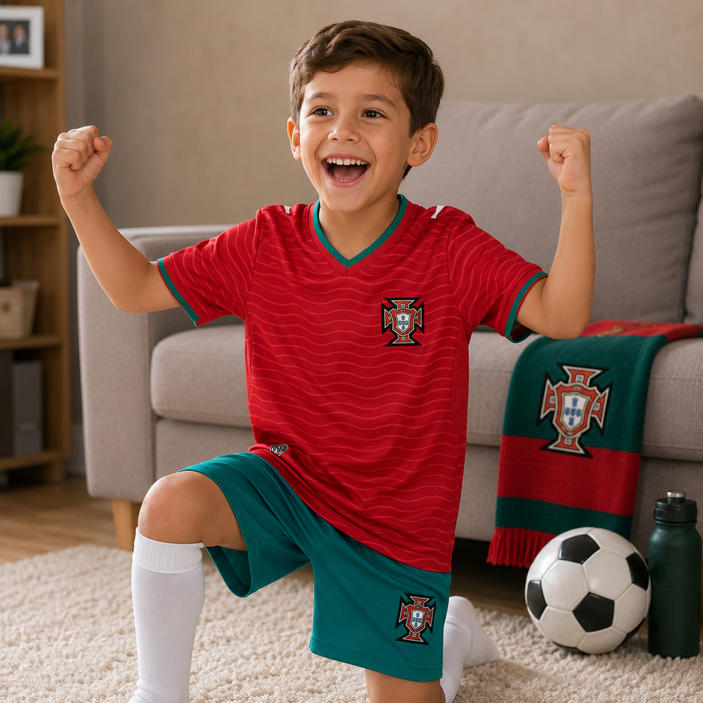 Kids Football Jersey Kit Home and Away Set Portugal 2026 World Cup