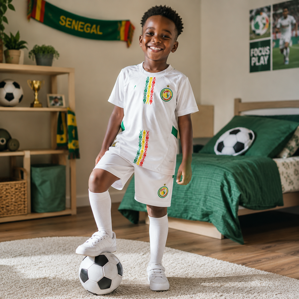 Kids Senegal 2026 World Cup Football Jersey Kit Home and Away Set