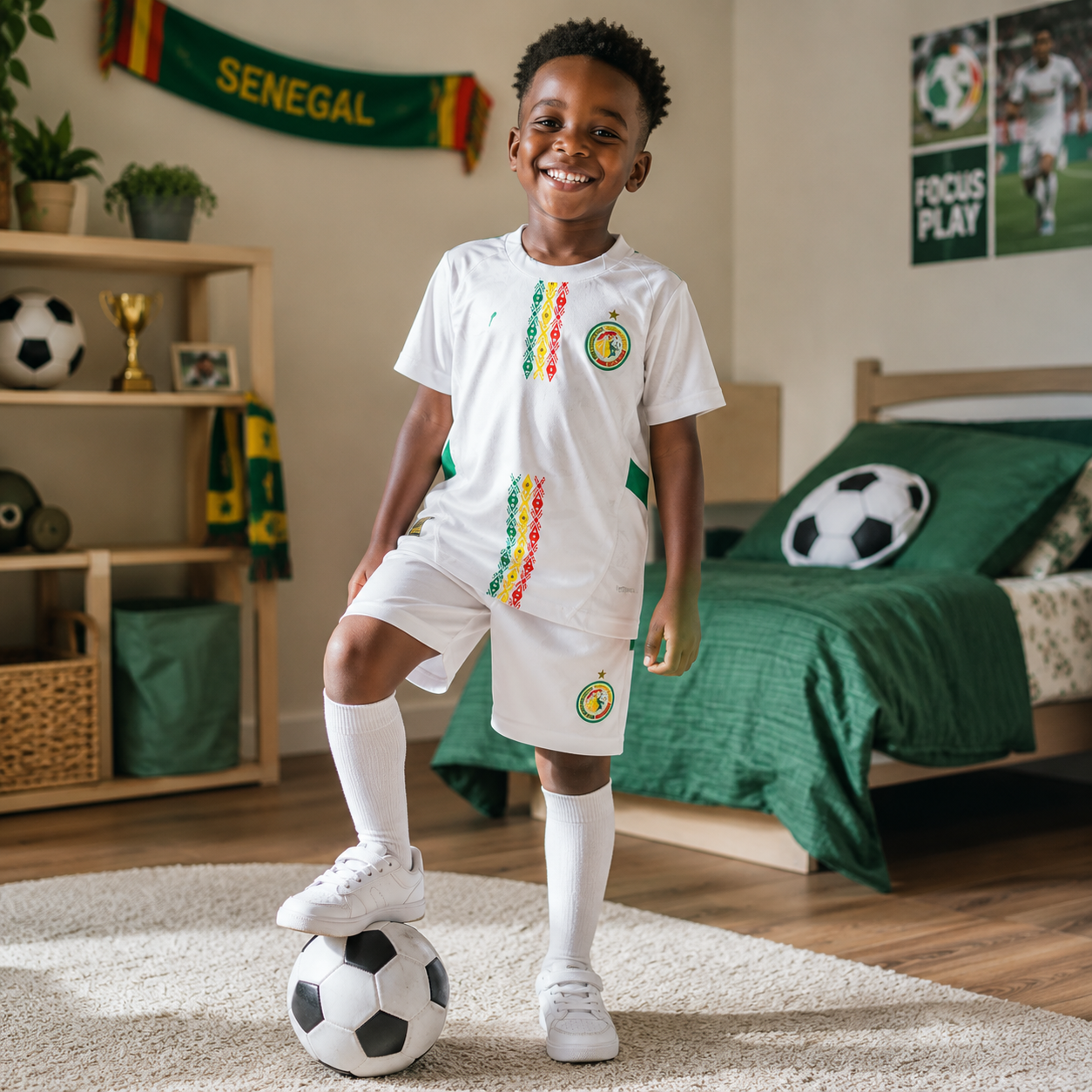 Kids Senegal 2026 World Cup Football Jersey Kit Home and Away Set