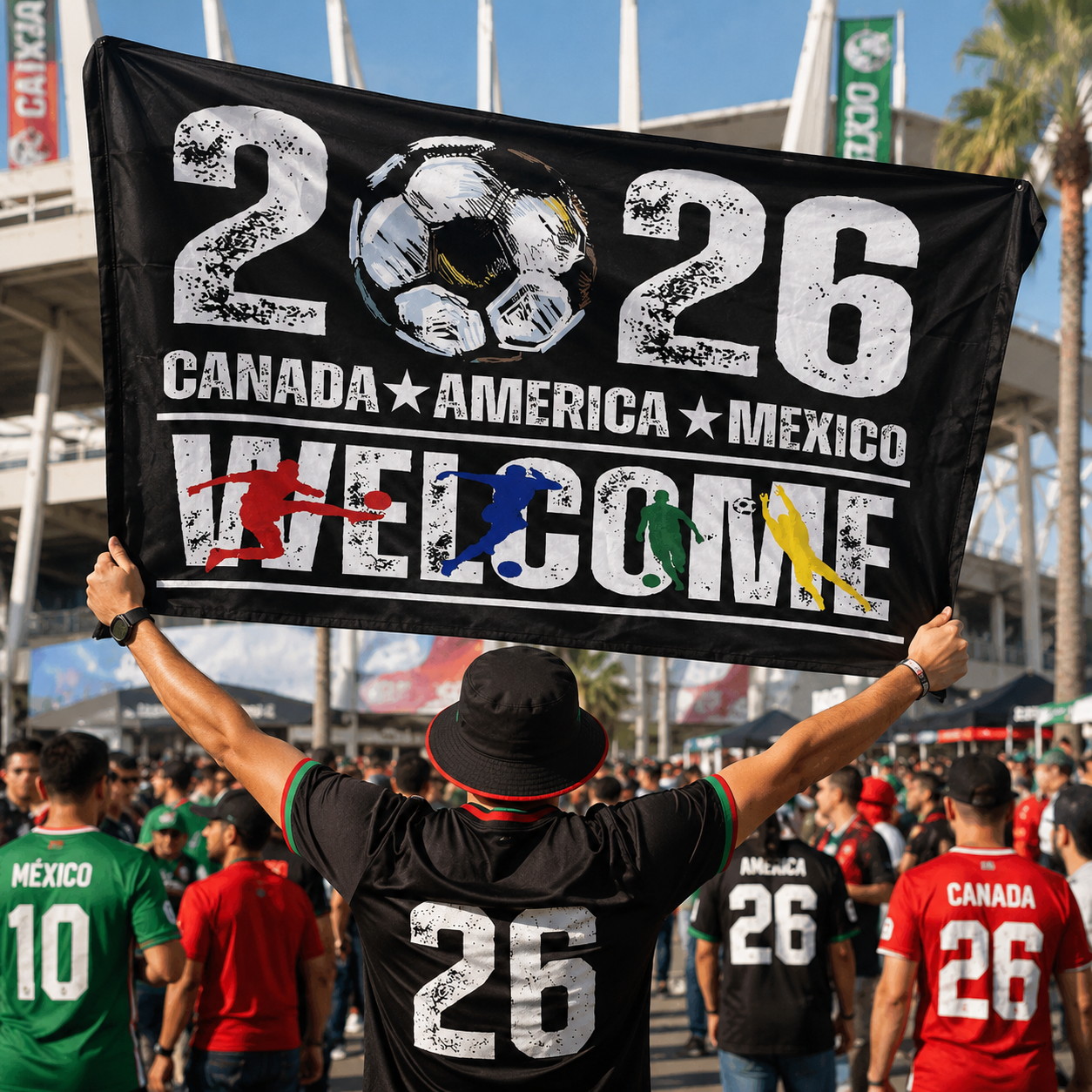 World Cup 2026 America Mexico Supporter Fan Flag Rectangle