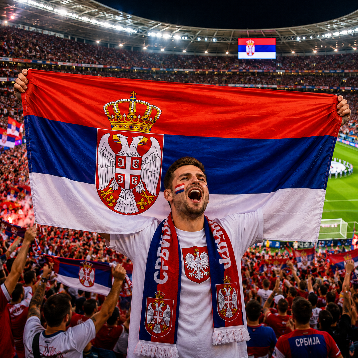 Serbia 2026 World Cup Rectangular National Supporter Fan Flag