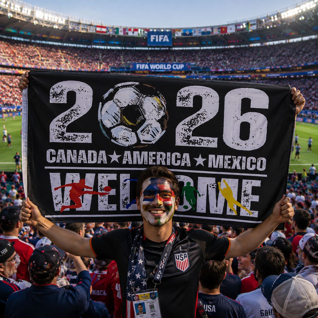 World Cup 2026 America Mexico Supporter Fan Flag Rectangle