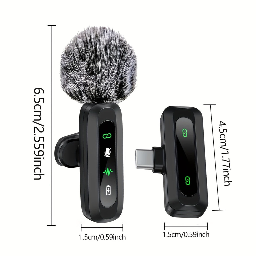 Wireless Lavalier Microphone Dual USB-C Recording System
