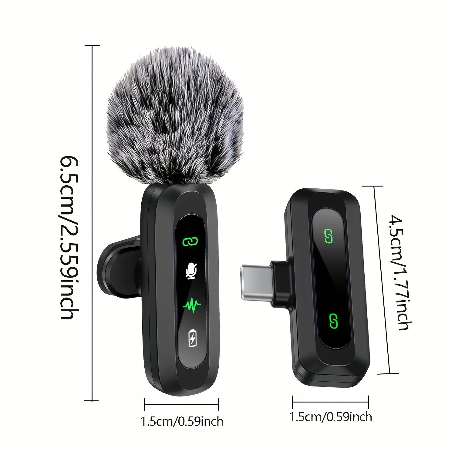 Wireless Lavalier Microphone Dual USB-C Recording System