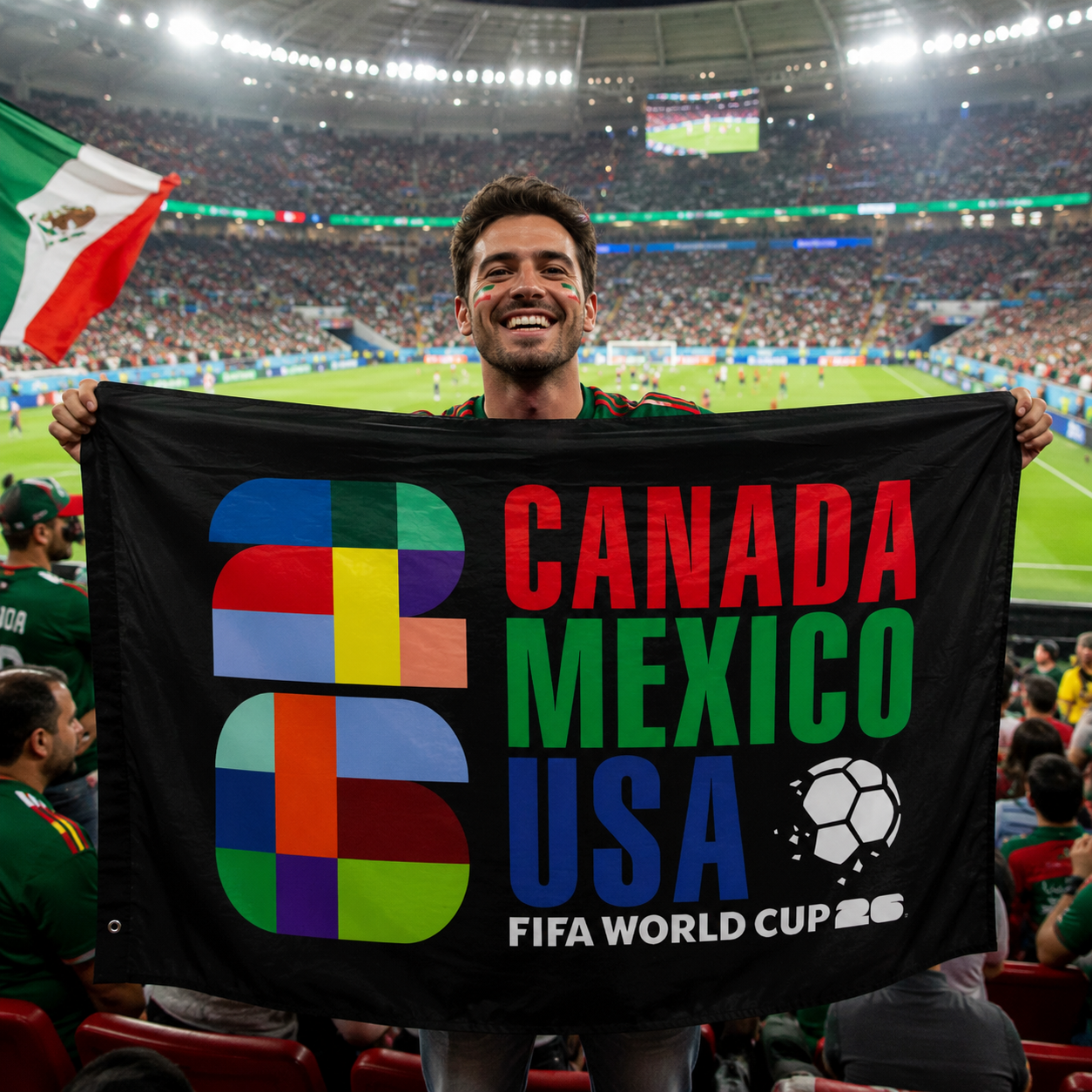 FIFA World Cup 2026 Commemorative Rectangular Supporter Fan Flag
