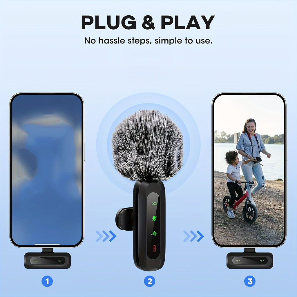 Wireless Lavalier Microphone Dual USB-C Recording System