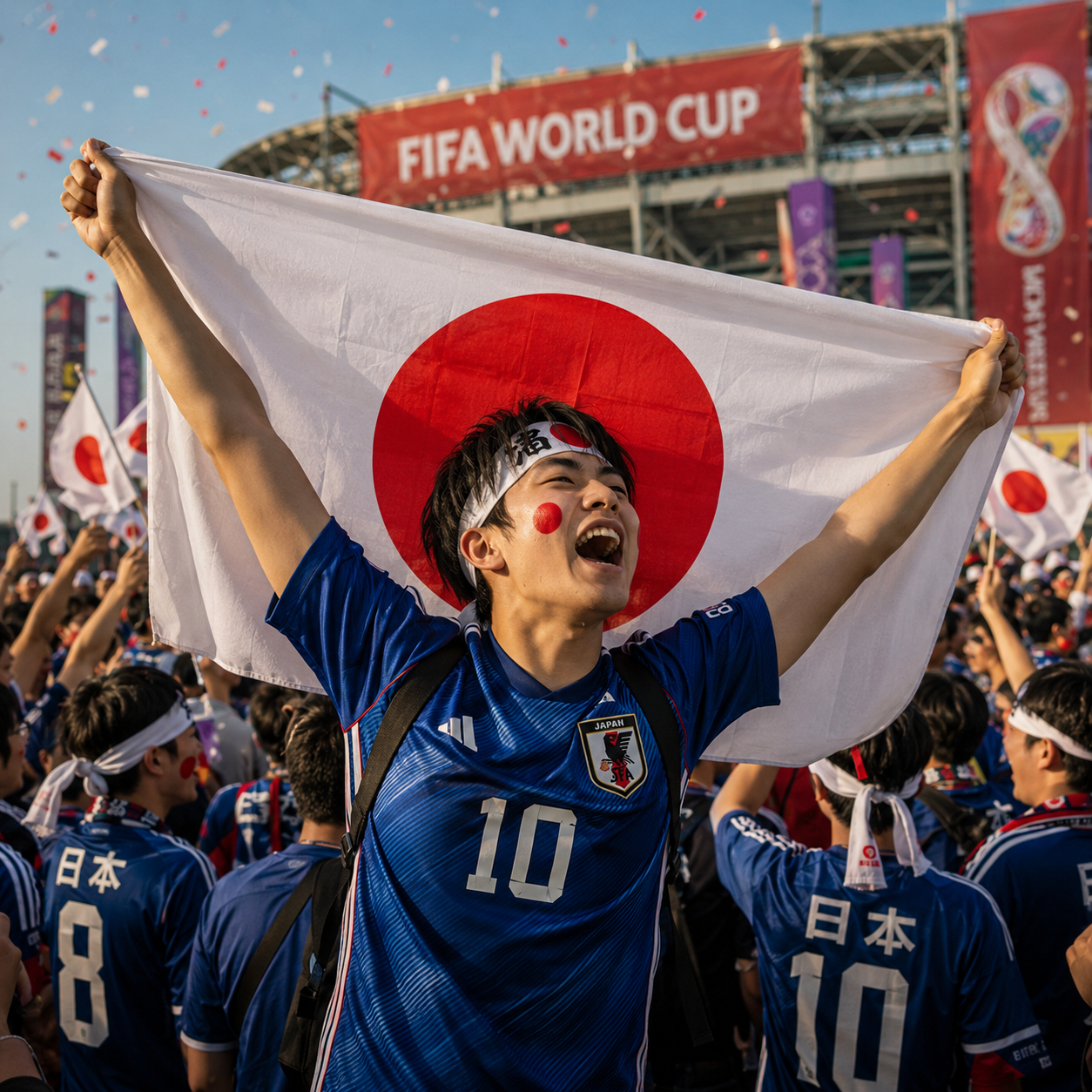 Japan 2026 World Cup Rectangular National Flag Fan Supporter Flag