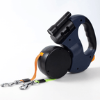 Retractable Dual Dog Leash with Anti-Tangle Swivel and Built-in Torch 4m