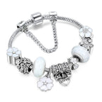 Sterling Silver Floral Charm Bracelet Jewelry Gift