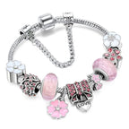 Sterling Silver Floral Charm Bracelet Jewelry Gift