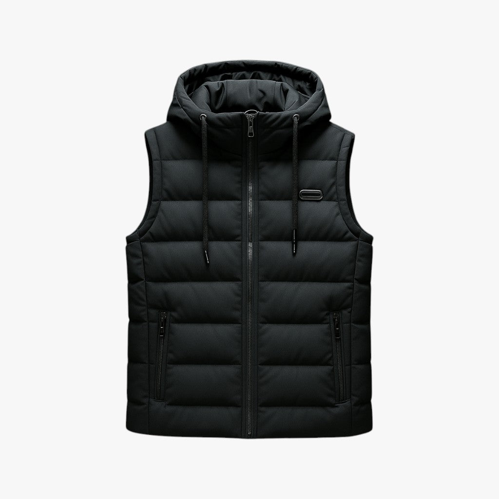 men's hooded winter puffer vest