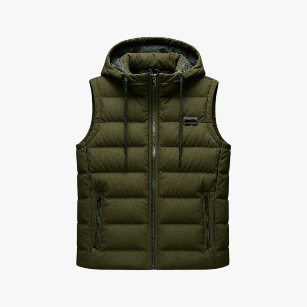men's hooded winter puffer vest