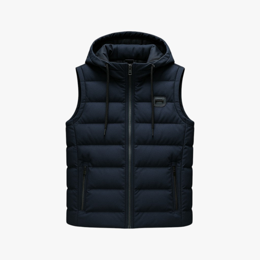men's hooded winter puffer vest