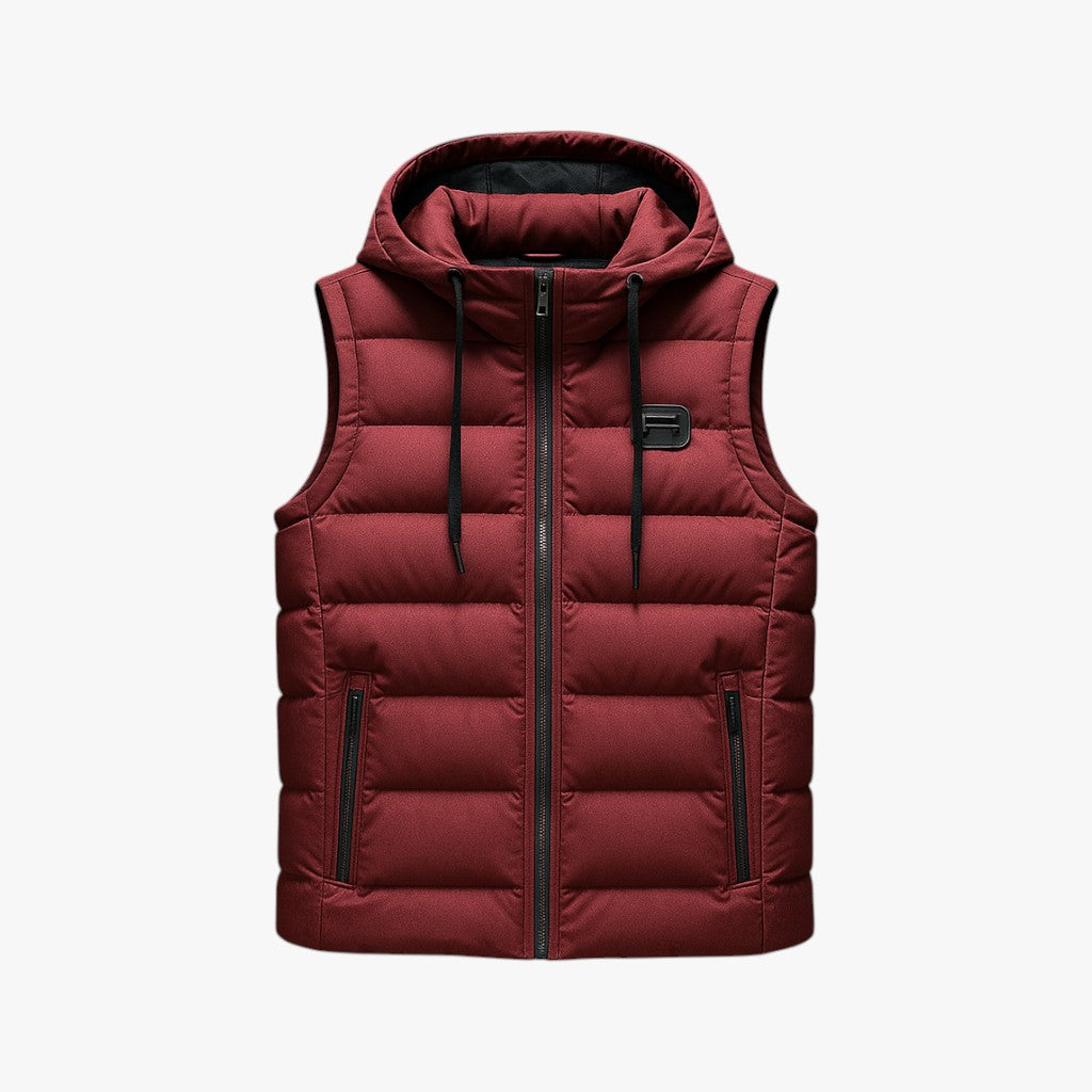 men's hooded winter puffer vest
