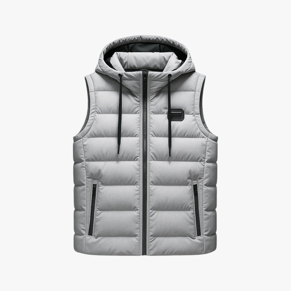 men's hooded winter puffer vest