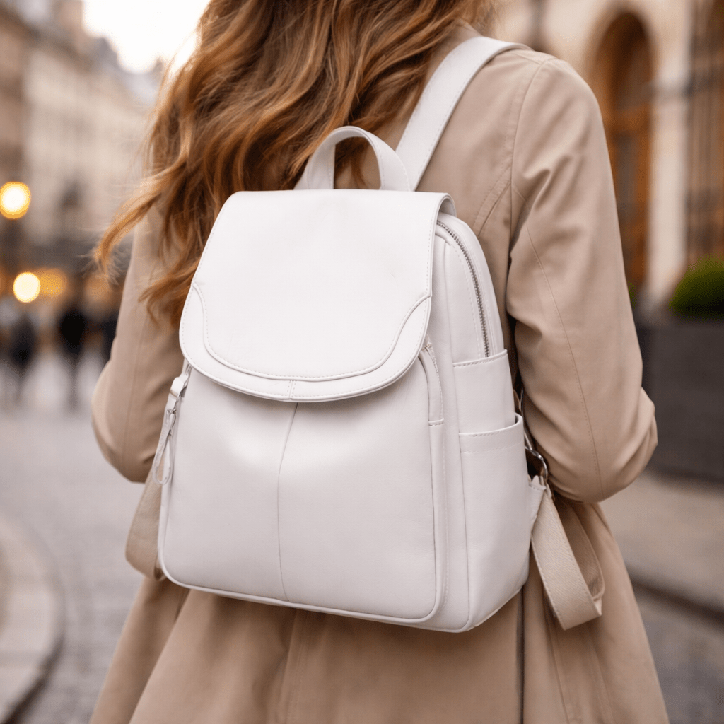 Anti Theft Leather Backpack for Women Slim Shoulder Bag