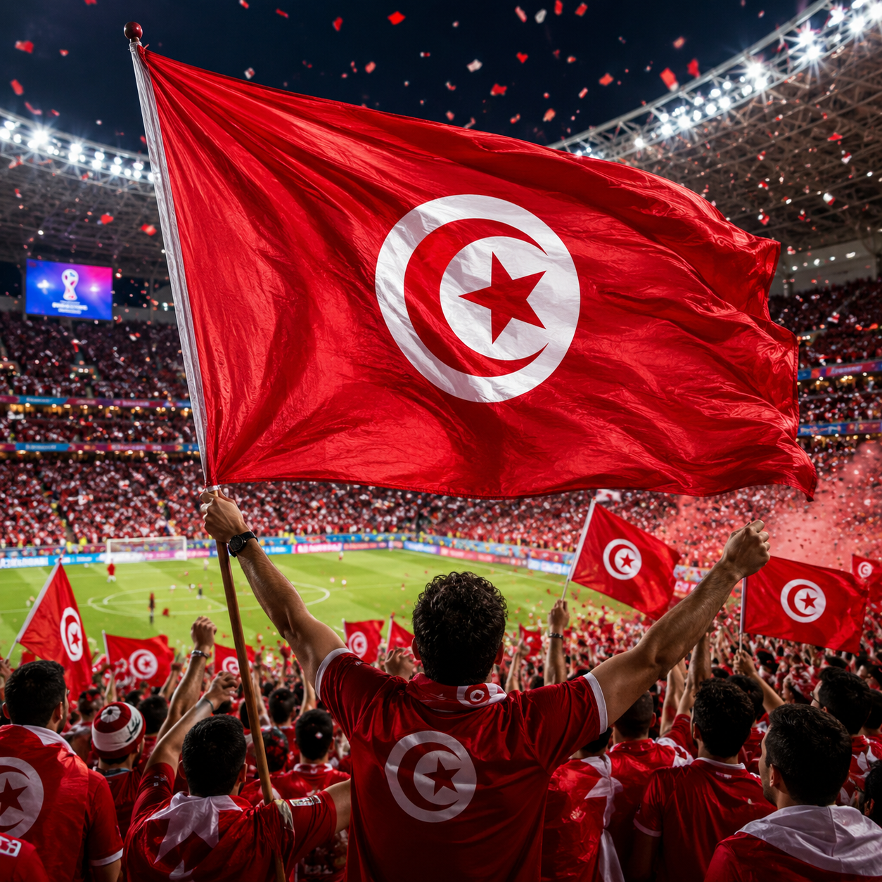 Tunisia 2026 World Cup Rectangular National Supporter Fan Flag