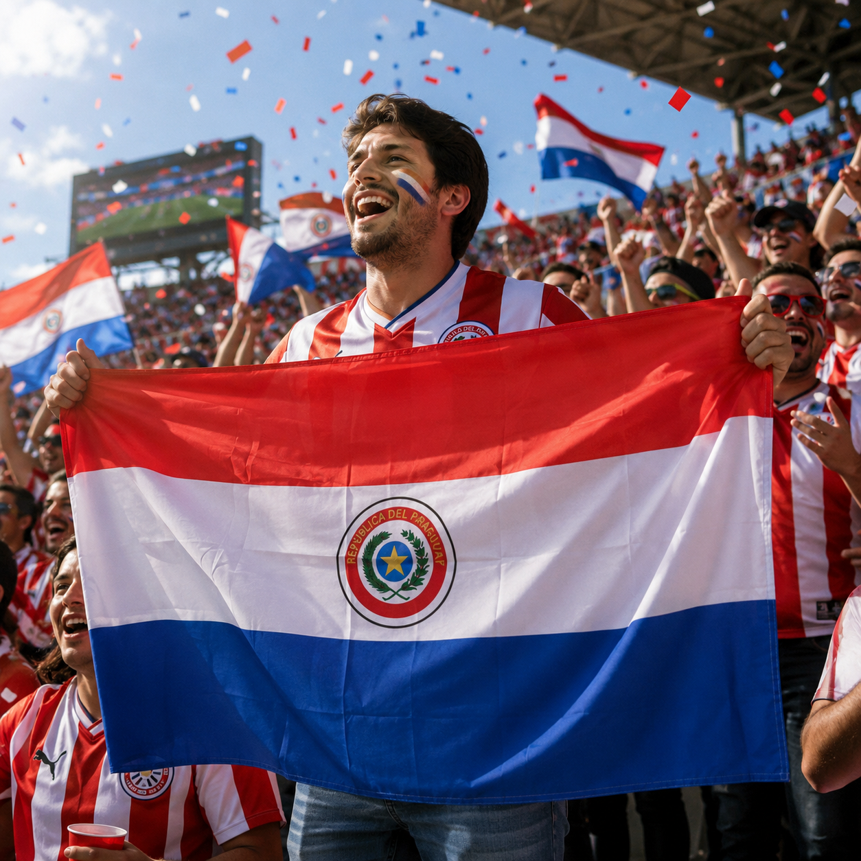 Paraguay 2026 World Cup Rectangular National Supporter Fan Flag