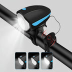 Rechargeable 3-in-1 LED Bicycle Warning Light and Horn