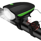 Rechargeable 3-in-1 LED Bicycle Warning Light and Horn