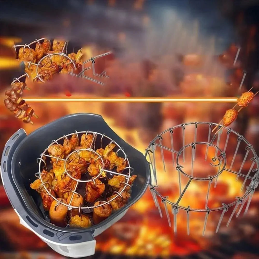 Stainless Steel Vertical Grill Rack with Spit Holder for Barbecue