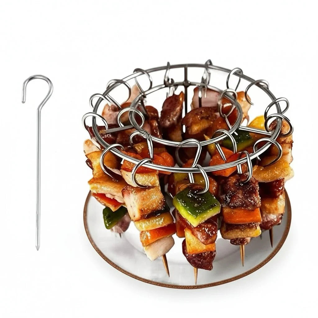 Stainless Steel Vertical Grill Rack with Spit Holder for Barbecue