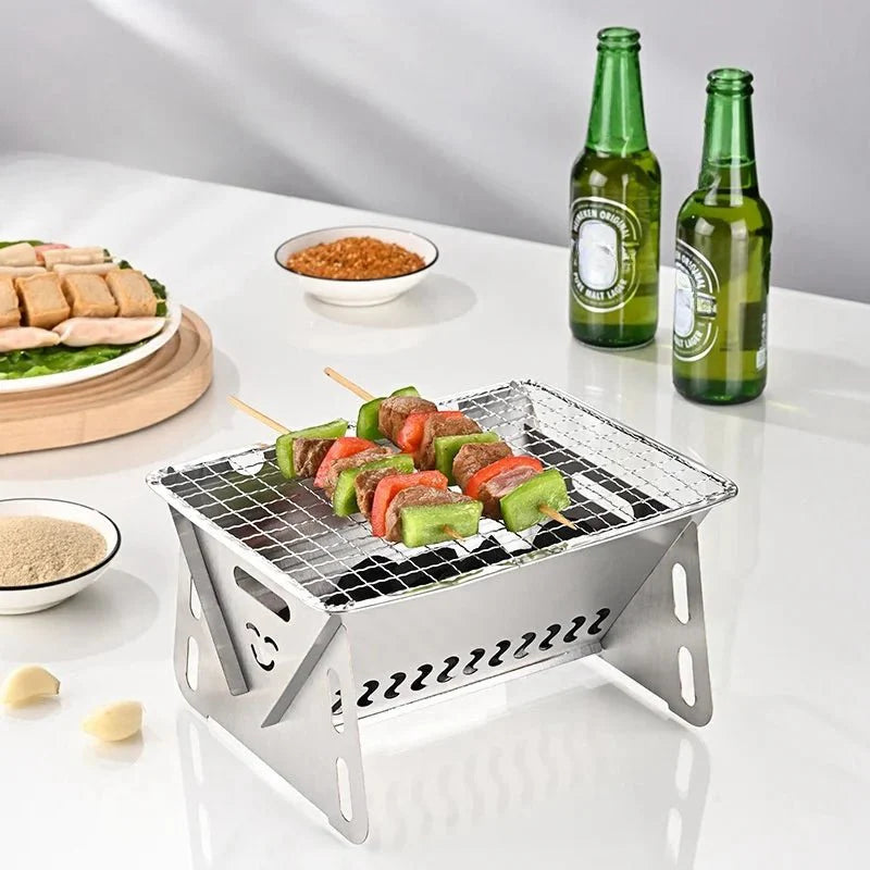Portable Stainless Steel Charcoal Grill Foldable Outdoor Cooking Grill