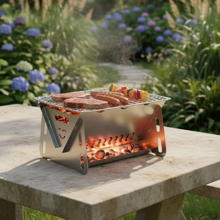 Portable Stainless Steel Charcoal Grill Foldable Outdoor Cooking Grill
