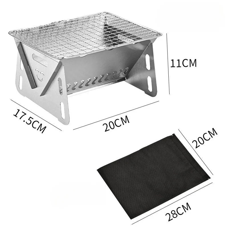 Portable Stainless Steel Charcoal Grill Foldable Outdoor Cooking Grill