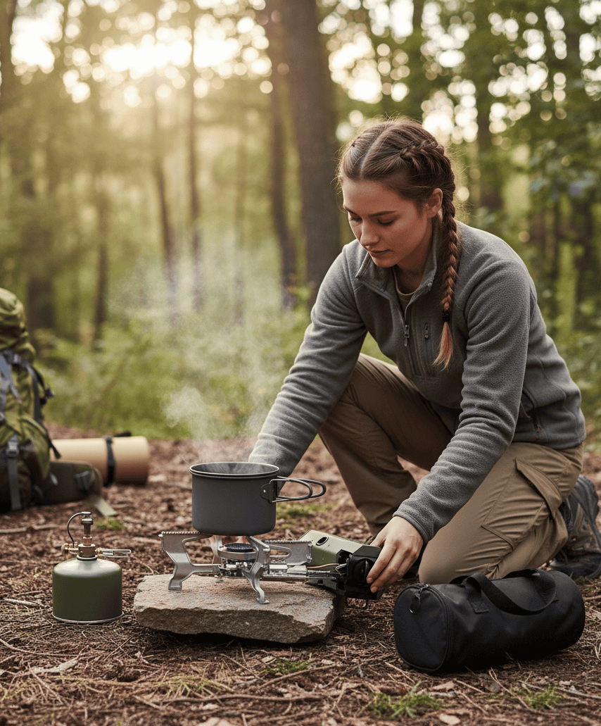 Compact Camping Stove Set with Butane Bottle and Carry Bag