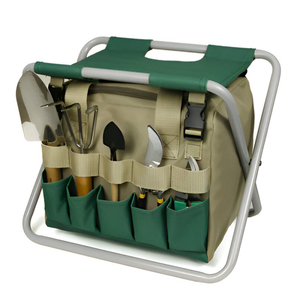 Foldable Garden Tool Set Portable Gardening Tools With Storage Seat