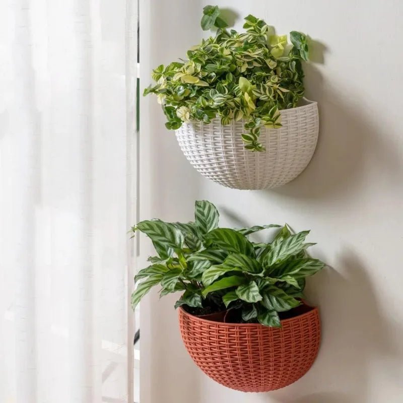 Wall-Mounted Rattan Style Planter Pot for Vertical Garden