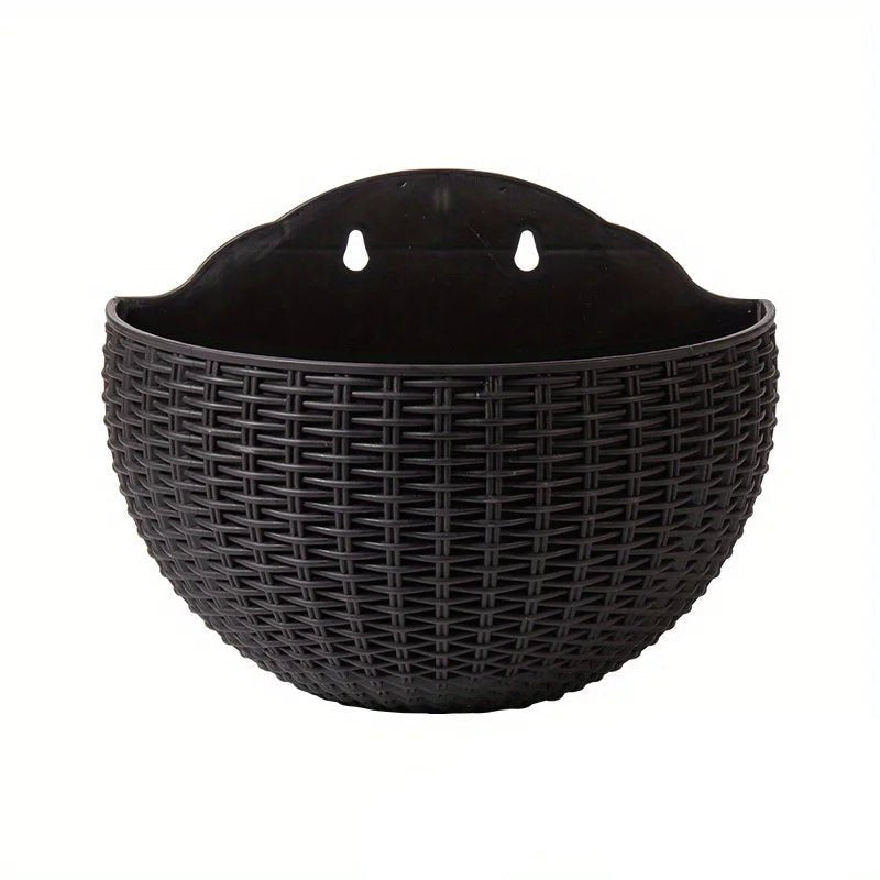 Wall-Mounted Rattan Style Planter Pot for Vertical Garden