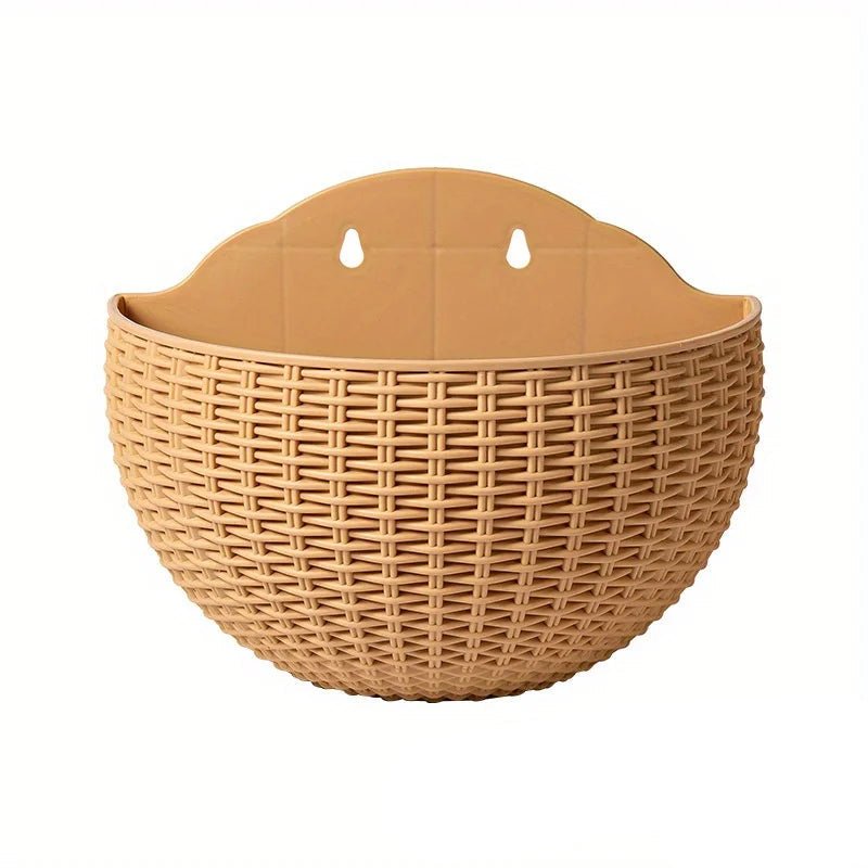 Wall-Mounted Rattan Style Planter Pot for Vertical Garden