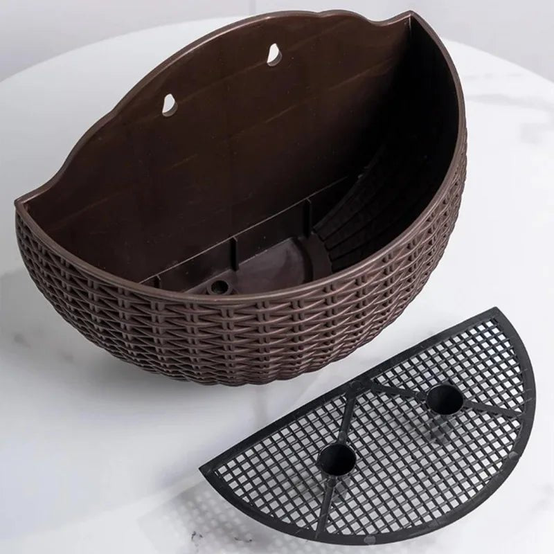 Wall-Mounted Rattan Style Planter Pot for Vertical Garden