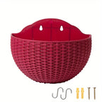 Wall-Mounted Rattan Style Planter Pot for Vertical Garden