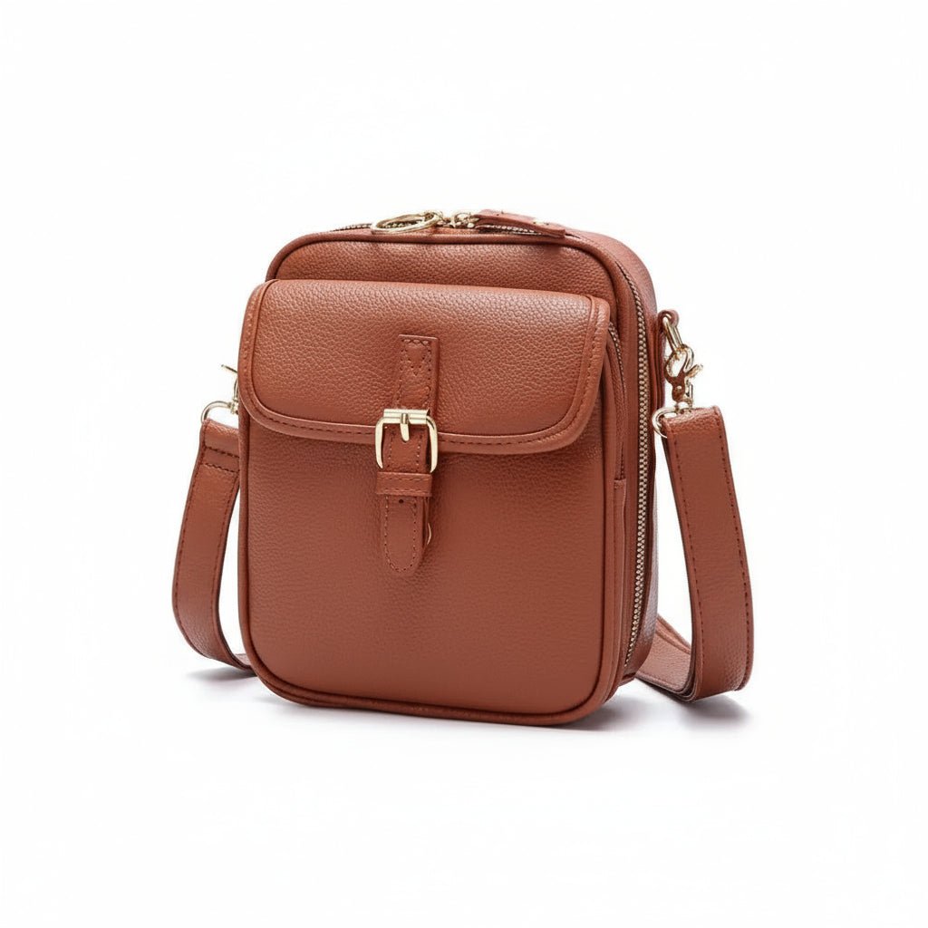 Leather Crossbody Bag Square Compact Anti Theft Bag