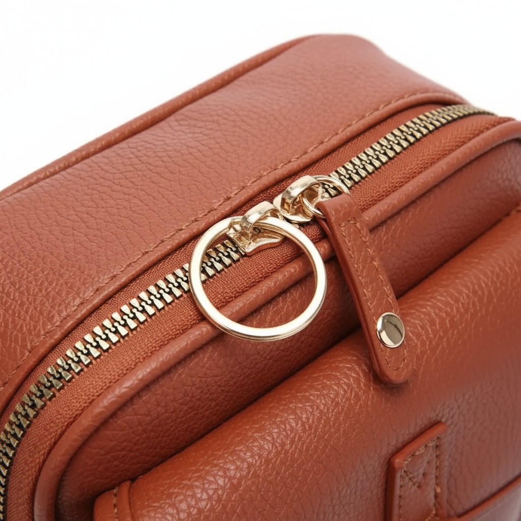 Leather Crossbody Bag Square Compact Anti Theft Bag