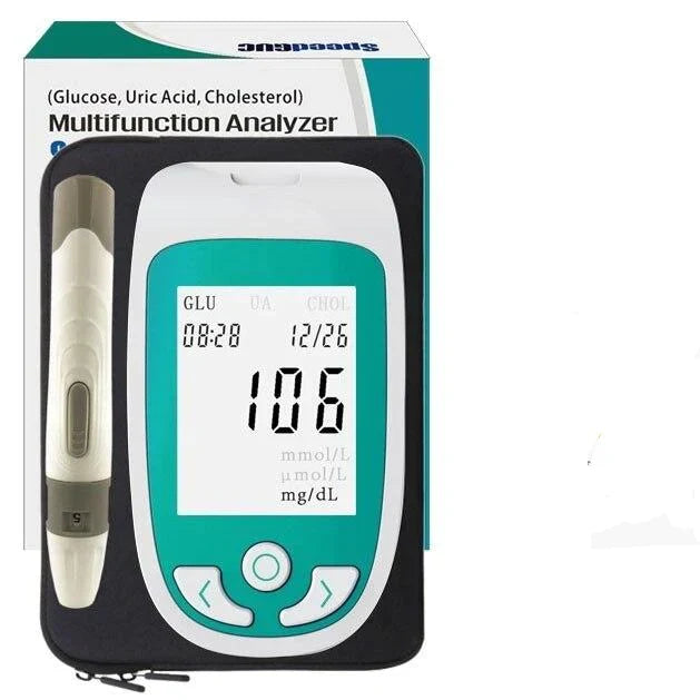 Blood Glucose Meter Kit with 3-in-1 Cholesterol Uric Acid Monitor