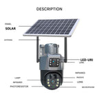 Wireless 4K Security Camera with Solar Panel and 360 Degree View